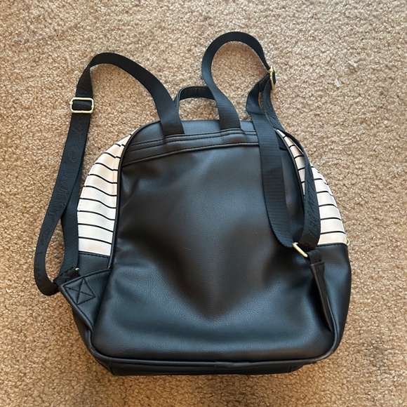 Betsey Johnson Black and White Quilted Backpack With Heart and Stripe Details - Picture 5 of 11